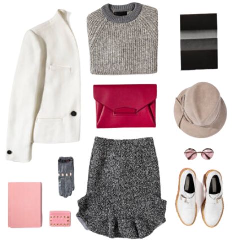 Set completo de falda con chaqueta blanca
